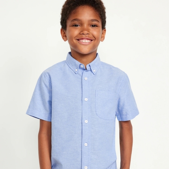 Old Navy Boys' Short-Sleeve Oxford Shirt Blue Regular Siz... - Picture 1 of 7